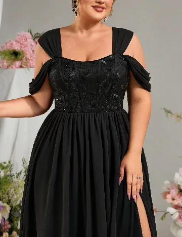 Rochie lunga Everlyl Plus Size, negru