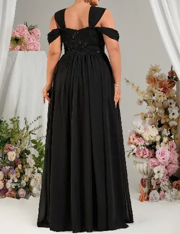 Rochie lunga Everlyl Plus Size, negru