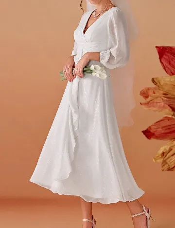 Rochie medie Ever-Pretty, alb