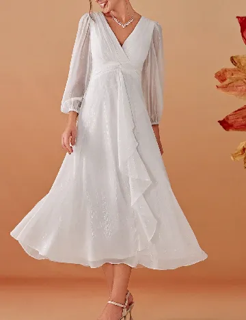Rochie medie Ever-Pretty, alb