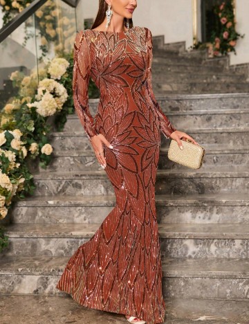 Rochie lunga UNITHORSE, maro