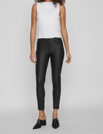 Pantaloni imitatie de piele Vila, negru