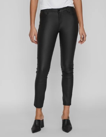 Pantaloni imitatie de piele Vila, negru