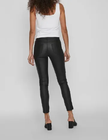 Pantaloni imitatie de piele Vila, negru
