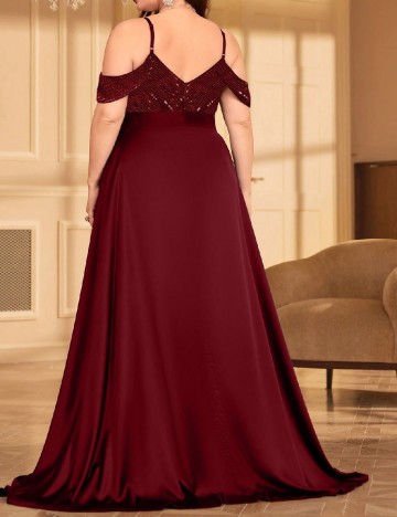 Rochie lunga UNITHORSE Plus Size, visiniu