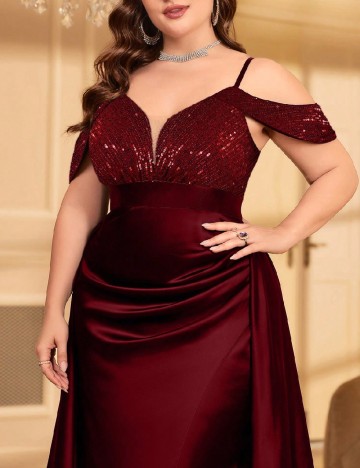 Rochie lunga UNITHORSE Plus Size, visiniu