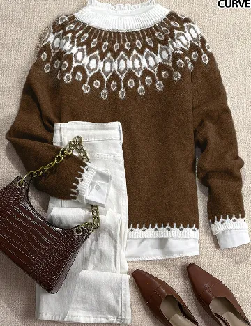 Pulover SHEIN CURVE, maro