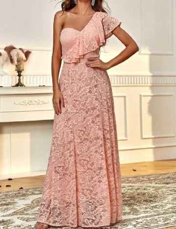 Rochie lunga Toleen, roz pudra