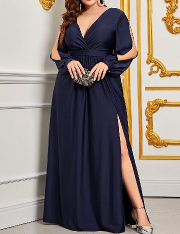 Rochie lunga Faeriesty Plus Size, bleumarin