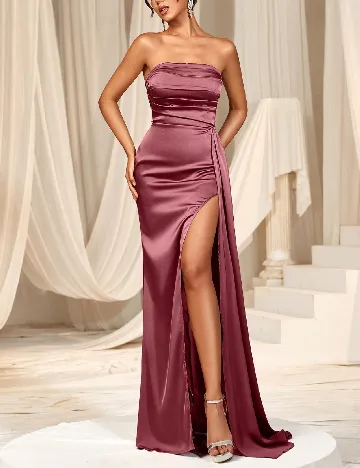 Rochie lunga Faeriesty, roz pudra inchis