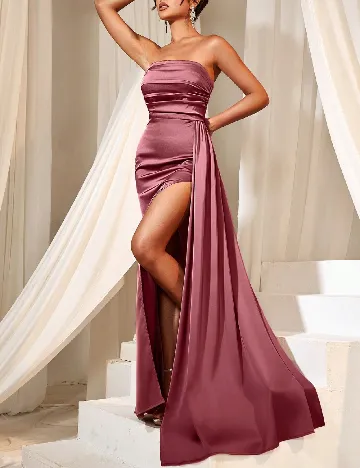 Rochie lunga Faeriesty, roz pudra inchis