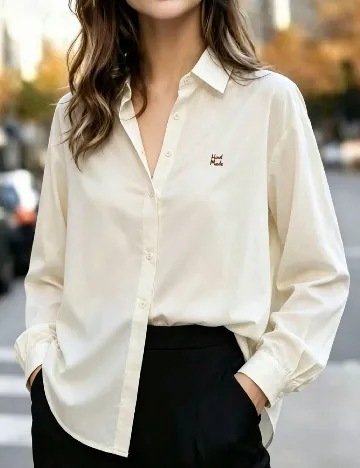 Camasa Oversize SHEIN, ecru