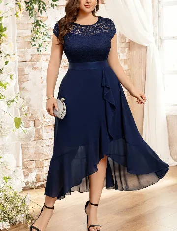 Rochie medie Miusol Plus Size, bleumarin