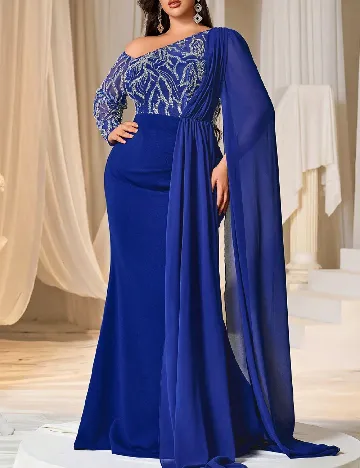 Rochie lunga Faeriesty Plus Size, albastru