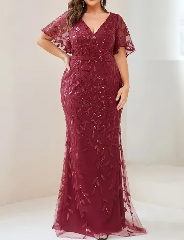 Rochie lunga Ever-Pretty Plus Size, rosu