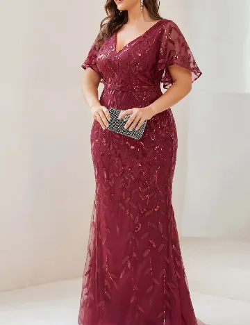Rochie lunga Ever-Pretty Plus Size, rosu