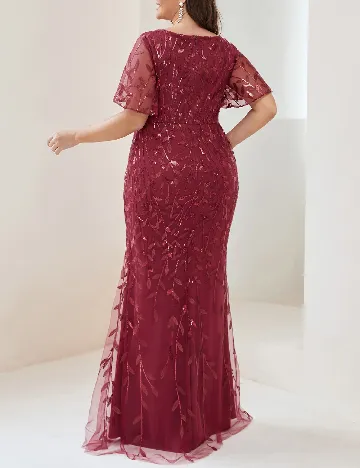 Rochie lunga Ever-Pretty Plus Size, rosu