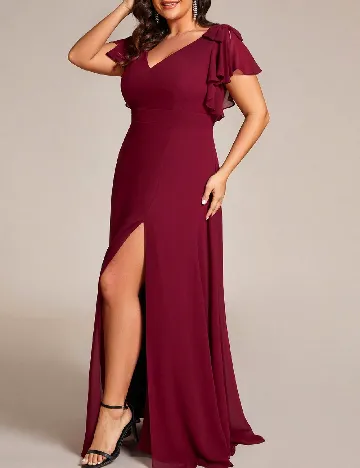 Rochie lunga Ever-Pretty Plus Size, rosu