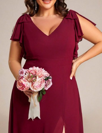 Rochie lunga Ever-Pretty Plus Size, rosu