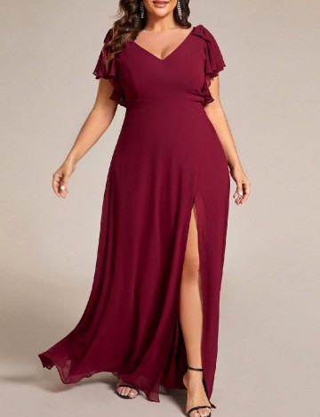 Rochie lunga Ever-Pretty Plus Size, rosu
