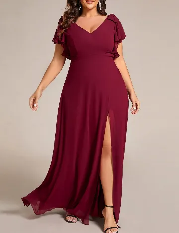 Rochie lunga Ever-Pretty Plus Size, rosu
