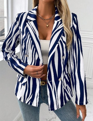 Blazer SHEIN, albastru/alb