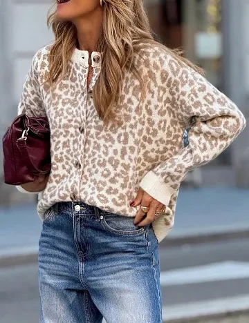 Cardigan SHEIN, maro/alb