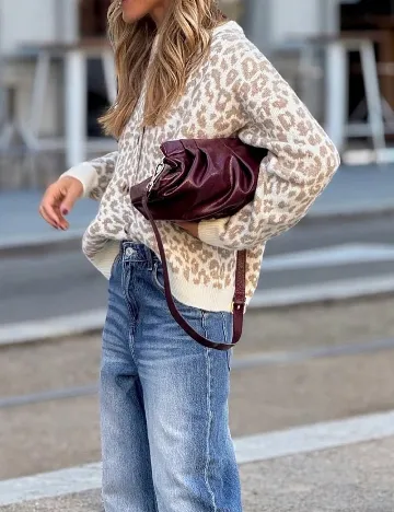 Cardigan SHEIN, maro/alb