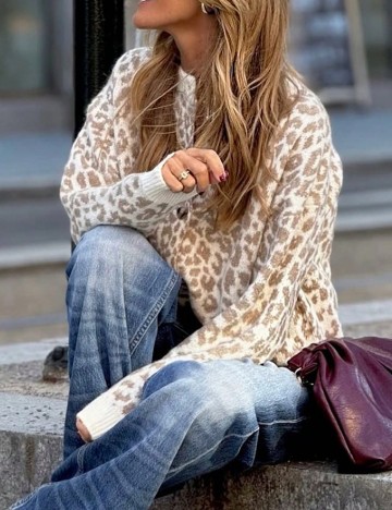 Cardigan SHEIN, maro/alb