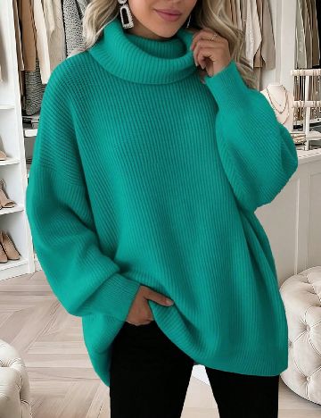 Pulover SHEIN CURVE, turcoaz