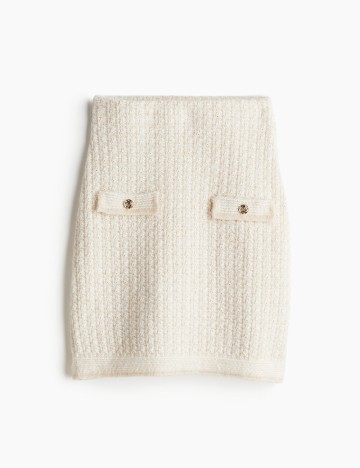 Fusta H&M, crem/alb