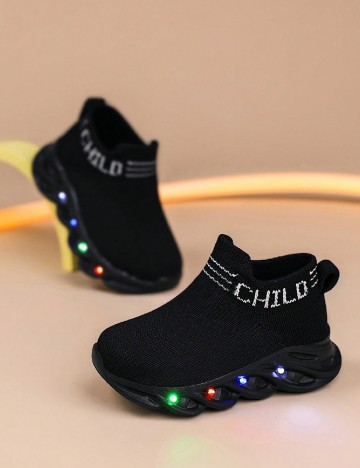 Adidasi cu luminite Shein Kids, negru