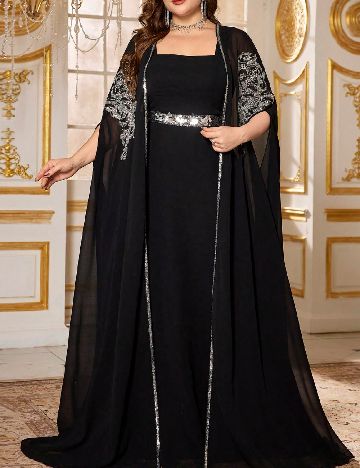 Set Rochie si Cardigan Supgir Plus Size, negru