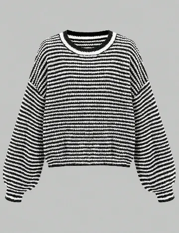 Bluza Oversize SHEIN CURVE, negru/alb