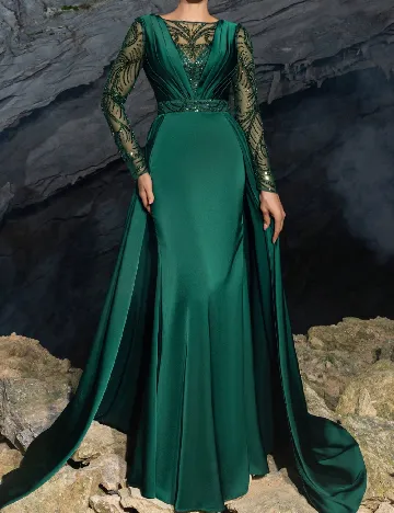 Rochie lunga Faeriesty, verde inchis