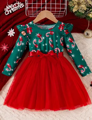 Rochie Shein Kids, rosu/verde