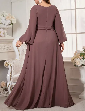 Rochie lunga UNITHORSE Plus Size, roz pudra inchis