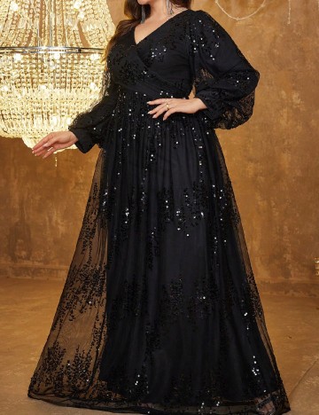 Rochie lunga Supgir Plus Size, negru