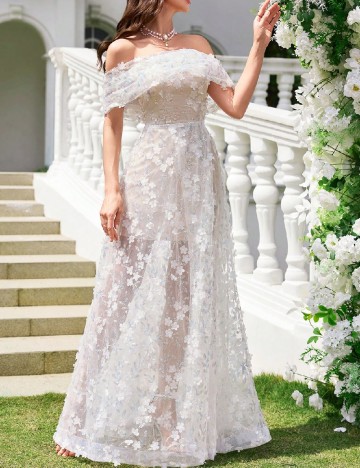 Rochie lunga UNITHORSE, alb