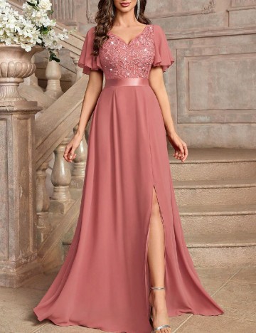 Rochie lunga Miusol, roz