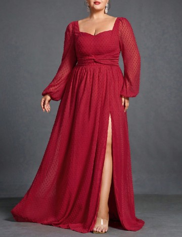 Rochie lunga Faeriesty Plus Size, rosu