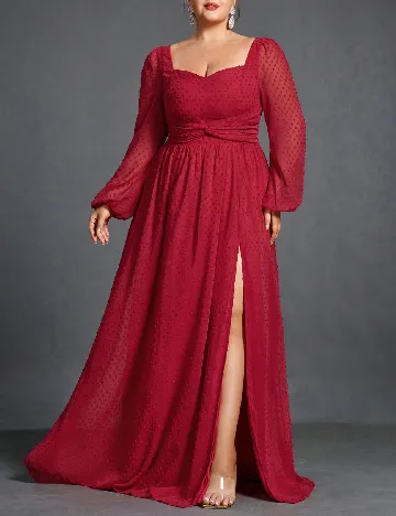 Rochie lunga Faeriesty Plus Size, rosu