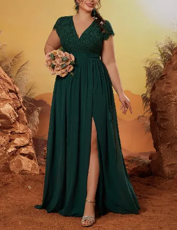 Rochie lunga Mgiacy Plus Size, verde