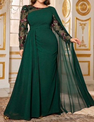 Rochie lunga Supgir Plus Size, verde
