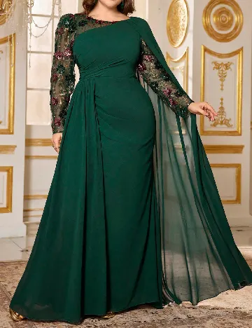 Rochie lunga Supgir Plus Size, verde