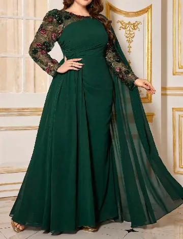 Rochie lunga Supgir Plus Size, verde