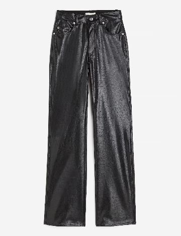 Pantaloni imitatie de piele H&M, negru
