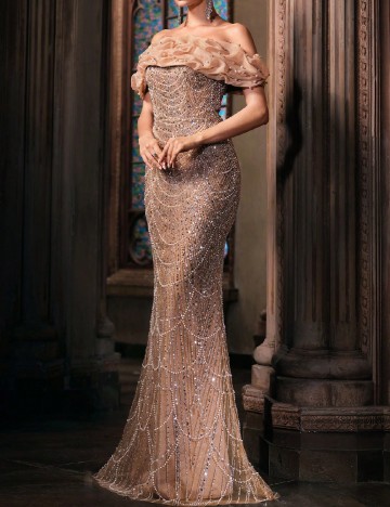 Rochie lunga SHEIN, crem