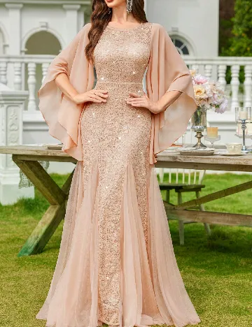 Rochie lunga Miusol, piersica