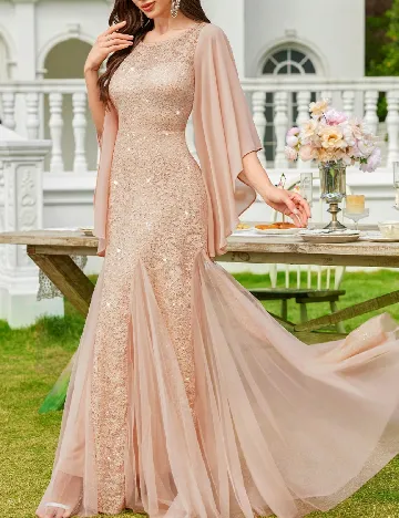 Rochie lunga Miusol, piersica